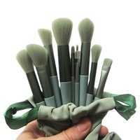 Échantillons gratuits Matcha Green 13 pièces ensemble de pinceaux de maquillage pour cheveux synthétiques professionnels pinceaux cosmétiques végétaliens