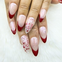Press-on Nail Red Cat Eye Français Noël Nouveau Style Réutilisable Usine En Gros