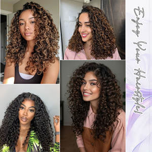 Extensões de Cabelo de Crochê Cacheado Profundo com Design de Fio Invisível 100% Cabelo Humano Pré-Laçado - Product Image 6