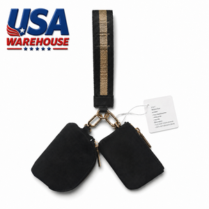 Élégant porte-clés unisexe à double pochette avec sangle de poignet, en nylon, fermeture éclair, détachable, pour cartes bancaires et mini-monnaie - Product Image 1