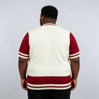 Pull jacquard surdimensionné à col rond pour homme avec logo personnalisé, en fil de soie filé, à manches courtes