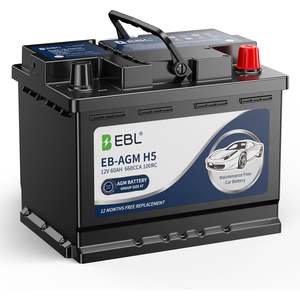 Batería EBL Platinum AGM BCI Grupo 47R-12V 60Ah 100Min RC 660A CCA, Potencia de Arranque Automático para Aplicaciones de Ciclo Profundo - Product Image 1