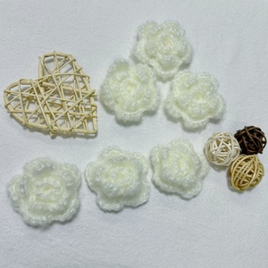 Nouvelles fleurs éternelles artificielles en laine crochetée à la main, 4cm, 5cm, 6cm, plusieurs têtes de fleurs au crochet comme cadeaux de fêtes - Product Image 6