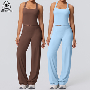 Produttore di Abbigliamento Sportivo Personalizzato: Top Senza Maniche e Pantaloni a Vita Alta per Donna, Set Fitness da Palestra - Product Image 1