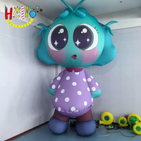 Mascotte gonflable géante de dessin animé, statue de fille anime mignonne en robe à pois pour centre commercial et parc à thème