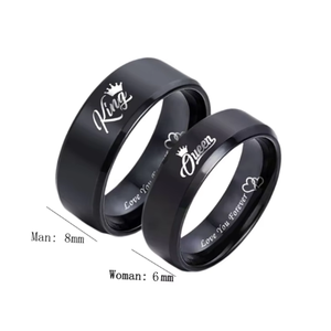 Anneaux de couple classiques en acier inoxydable, design populaire, anneaux de mariage roi et reine, couronne, cadeau d'anniversaire, bijoux - Product Image 2