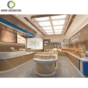 Mostrador de tienda de madera personalizado, exhibición de panadería, <span class=keywords><strong>puerta</strong></span> de vidrio, gabinete, escaparate de postres - Product Image 3