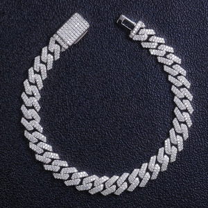 Bracelet cubain en argent sterling S925 de 10 mm, haute qualité, serti de moissanite VVS, style hip-hop, bijou brillant, idéal pour un cadeau - Product Image 1