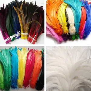 Wholesale Factory Supplier White Dyed 35-40 Cm Quality Long Rooster Cock Tail Feather Plumas De Gallo For Carnival Costume Party