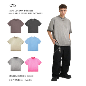 T-shirt CYS 100 % coton, coupe oversize, basique uni, disponible en plusieurs couleurs pour homme, streetwear, vêtement décontracté, top tendance - Product Image 1