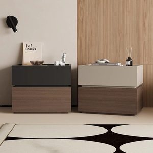 Comodino Moderno Minimalista in Legno Massello Premium con 2 Cassetti e Spazio di Archiviazione per Camera da Letto e <span class=keywords><strong>Arredamento</strong></span> <span class=keywords><strong>Casa</strong></span> - Product Image 2