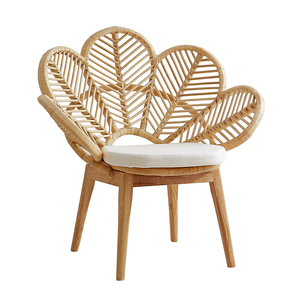 Designer ultimo stile moderno gambe in legno salotto fiore schienale in Rattan tessitura tempo libero in Rattan mobili <span class=keywords><strong>Vintage</strong></span> sedia da pranzo - Product Image 3