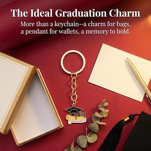 Breloques porte-clés de remise de diplôme en métal, thème toque et diplôme, pour la promotion 2026, cadeaux de fête en gros pour les seniors du lycée et du collège - Product Image 4