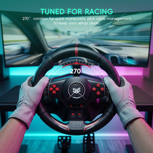 270 °   Volant de course pour jeux vidéo avec pédales, levier de vitesses, vibrations, compatible avec P-S-5, P-S-4, P-S-3, NS, NS2, PC, Windows, Android, tablette, <span class=keywords><strong>TV</strong></span> - Product Image 6