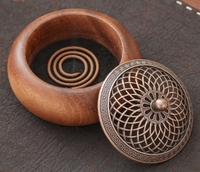 Brûleur d'encens moderne en noyer, vente chaude, brûleur à fumée en bois d'intérieur, brûleur d'encens rond, décoration de salon de thé