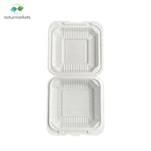 Eco Friendly Restaurant To Go Supplies Carryout Biodegradable Clamshell Disposable Food Container