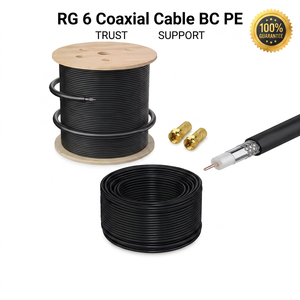 75 Ohm RG6 Coaxial Cable Solid Pure Copper Core PVC PE Jacket HD CCTV Security <b>Camera</b> Anti-Interference Communication Cable Ripo - Product Image 1