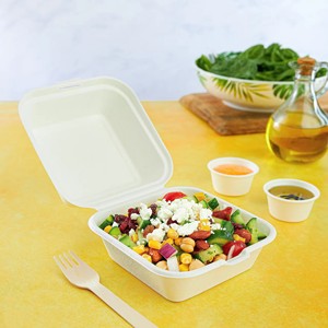 100% 堆肥化可能なサトウキビバガス食品容器6*6 "クラムシェルバーガーボックス8*8" 9*9 "9*6*3" バガスランチボックス - Product Image 6