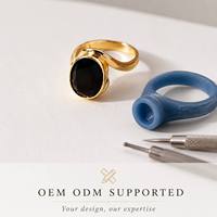 Bague Rétro Afghane Plaqué Or de Dubaï, Onyx Noir, Faite à la Main, pour Hommes et Femmes, Style Bohème, Pierre Précieuse, Réglable, Art Déco, Fournisseur