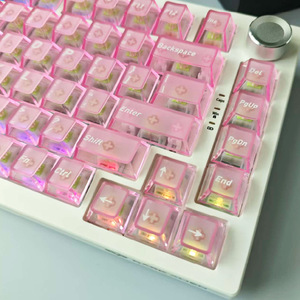 คีย์แคป PBT สีชมพูเชอร์รี่ 136 คีย์ ขนาดมาตรฐาน ใช้ได้กับคีย์บอร์ดทั่วไป โปร่งใสสี่ด้าน คีย์แคปคีย์บอร์ดแบบกำหนดเอง รูปแบบภาษาอังกฤษ - Product Image 4