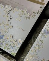 Cartes de vœux personnalisées de luxe en papier coton imprimé offset avec estampage à chaud en feuille d'or, invitations de mariage, cartes de remerciement, enveloppes