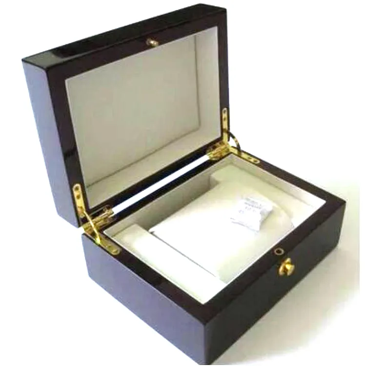 Caixa de madeira luxuosa personalizada para relógio masculino, com top de vidro real, tecido de veludo de couro falso liso, interior
