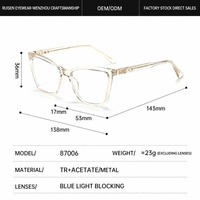 Kacamata Grosir Model 87006 Fashion Square Lensa PC Anti Sinar Biru Bingkai TR Tangkai Asetat Bingkai Logam