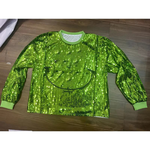Paillettes brodées Grinch Pull Paillettes vertes Sweat-shirt en jersey de Noël Grinch Sweat-shirt à paillettes graphiques - Product Image 6