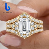 Bagues de luxe en diamant de laboratoire taille émeraude, or pur 14K/18K, serties de moissanite VVS D, pour femme
