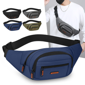Riñonera de moda para hombre, color azul oscuro, resistente al agua, con múltiples compartimentos, para viajes, deportes al aire libre y ciclismo. - Product Image 1
