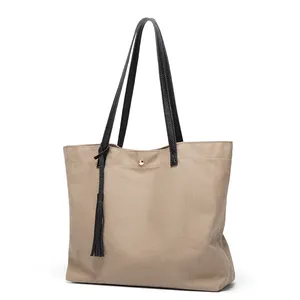 Wholesale Women Reusable Canvas Organic Cotton Tote Bags Tassels Lady Shoulder Shopping Bag in Stock