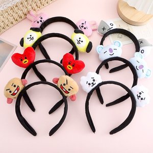 Serre-tête large en peluche mignon pour filles, accessoire de fête K-pop personnalisé pour groupes d'idoles, pince à cheveux pour le lavage du visage, serre-têtes de concert K-pop - Product Image 1