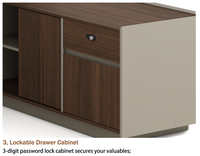 Bureau de direction en forme de L avec armoire à porte coulissante et hub d'alimentation pour mobilier de bureau de PDG, vente en gros directe d'usine