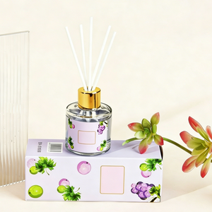 Diffuseur de parfum d'ambiance en verre avec bâtonnets pour huiles essentielles, parfum fruité rafraîchissant, avec coffret cadeau exquis - Product Image 2