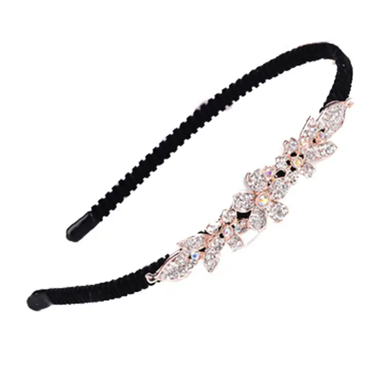 Hot sale Korean pearl rhinestone bow hair band wholesale fashion luxury premium texture princess anti-slip flannel headband