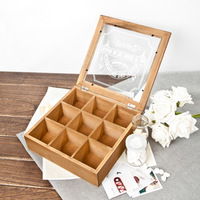 Boîte à thé Chic en bois à 9 compartiments, sac de rangement pour épices, nouveau magasin, boîtes à cosmétiques 24X24X7Cm