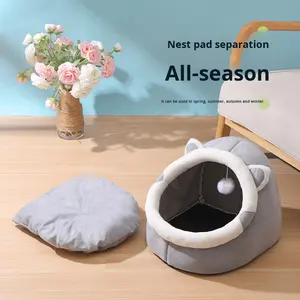 บ้าน<span class=keywords><strong>แมว</strong></span>แบบกึ่งปิดล้อมทุกฤดูบ้านสุนัขอบอุ่นลายทางระบายอากาศได้ดีเตียงสัตว์เลี้ยงแบบแข็งสำห<span class=keywords><strong>ร</strong></span>ับใ<span class=keywords><strong>ช</strong></span>้ตลอดทั้งปี - Product Image 1