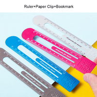 12cm noir rose gris multi-fonctionnel école bureau blanc métal Clip signet règle dessinateur, fournitures pour la maison règle en aluminium