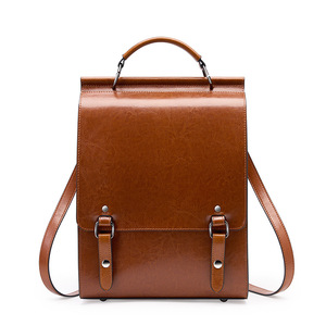 Mochila de Cuero Genuino Nueva, Estilo <span class=keywords><strong>Academia</strong></span> Británica para Mujer, Bolso Escolar, Mochila Retro de Cuero Vacuno Simple para Estudiantes Universitarios - Product Image 2