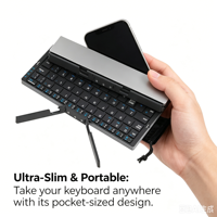 Clavier pour programmeur, ultra-fin, pliable, de poche, sans fil, pour iPhone, iPad, Android, Windows, portable, voyage