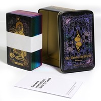 Best-seller transfrontalier Wondering Spirit HuiMingFeng Promotion Boîte rectangulaire en acier inoxydable gaufré or Cartes Oracle Tarot