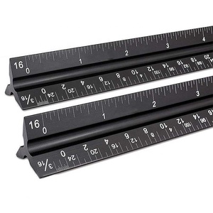 Penggaris teknik skala Imperial 12 inci multifungsi, alat tangan arsitektur penggaris Drafting tiga cabang aluminium Aloi - Product Image 1