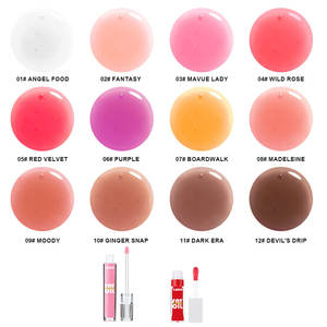 Grote Borstel 12 Kleur Veranderende Lip Olie Hydraterende Smaak Fruit Helder Veganistisch Private Label Roze Lipgloss Lip Plumper Gloss - Product Image 3