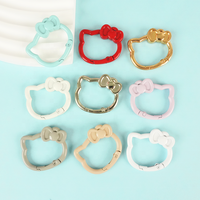 Gantungan Kunci Cincin Pegas Bunga Terbuka Ramah Lingkungan dengan Desain Kucing KT Lucu, Bahan Logam Paduan, Cetak UV, DIY Perhiasan