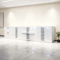 Table de présentation à tiroirs en métal blanc multicouche personnalisée, glissière lisse, présentoir en marbre et granit pour magasin de construction