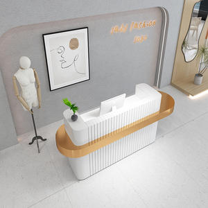 Petite table <span class=keywords><strong>de</strong></span> réception rose <span class=keywords><strong>Comptoir</strong></span> caissier acier inoxydable doré <span class=keywords><strong>Salon</strong></span> <span class=keywords><strong>de</strong></span> beauté <span class=keywords><strong>Comptoir</strong></span> <span class=keywords><strong>de</strong></span> réception coiffeur - Product Image 3