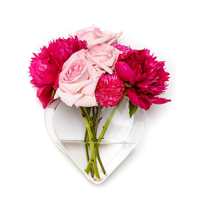 Valentines Day Heart Shaped Acrylic Vase Home Decor Plastic Flower Vase Decorative Floral Planter Artificial Flowers Vases