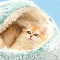 Yue Chong - Vente en gros de lits pour animaux de compagnie professionnels - Lit pour chat semi-fermé en forme de coquille - Chaleur hivernale - Quatre saisons - Personnalisation en peluche