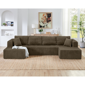 Modular Sectional <b>Sofa</b> Set Modern Striped Corduroy Upholstery Moveable Chaise Lounge <b>Sofa</b> <b>Bed</b> Durable Living Room Bedroom - Product Image 3