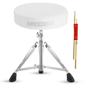 Taburete de guitarra ajustable en altura, color blanco, con asiento acolchado de goma y pies antideslizantes, accesorio universal para instrumentos musicales, 5 unidades - Product Image 1